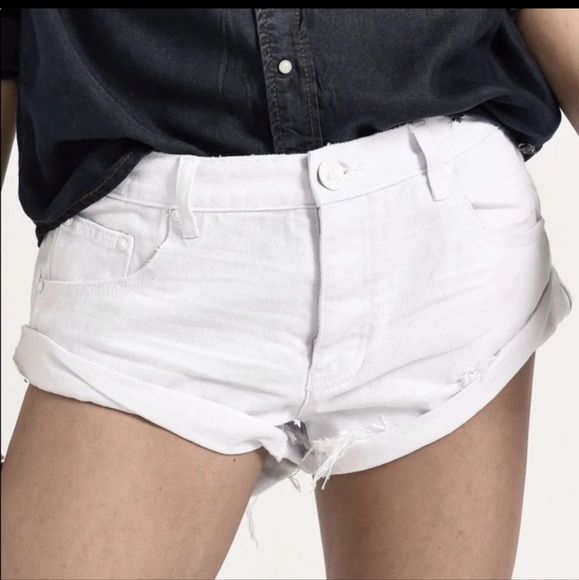 One Teaspoon High Rise Bandit Shorts Cut Off Raw Hem Button Up Fly Distressed 27 - Picture 4 of 13